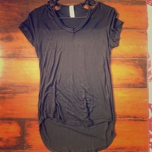 Black blouse with braided neck line